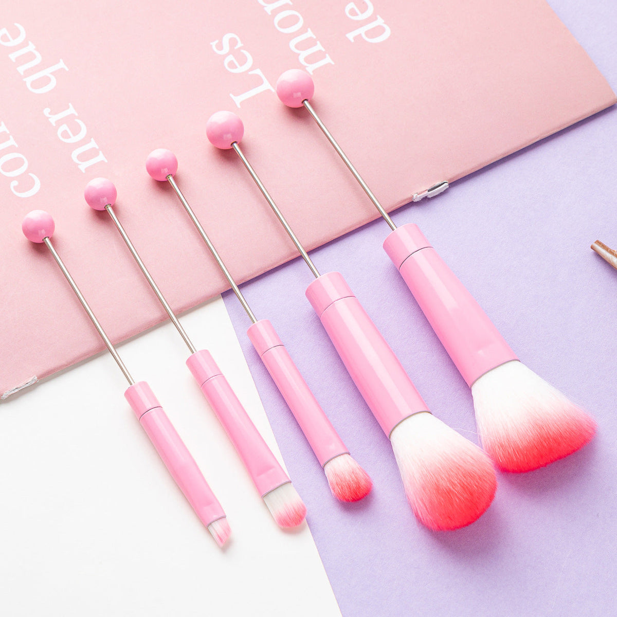 5PCS DIY Metal Handle Beaded Makeup Brush Suit