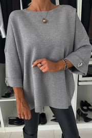 Women's New Solid Color Round Neck Shirt With Half Sleeve Knit Casual Top