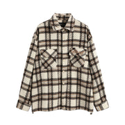 Plaid Spider Embroidery Button Loose Lapels Jacket