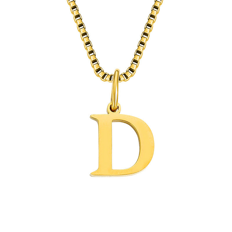 26 English Letter Necklace Titanium Steel Women's