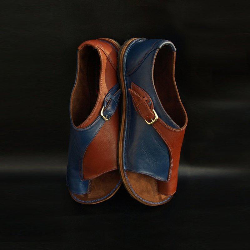 Flat Buckle Round Toe Closure Ladies Plus Size Sandals