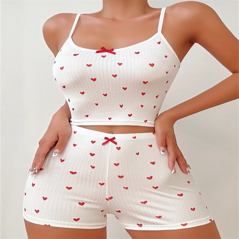 Heart Shape Printed Women's Pajama Suit