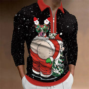 Men's Santa Claus Graphic Digital Printing Long-sleeve Zipper