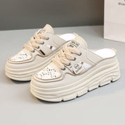 Summer Hollow-out Platform Plus Size Height Increasing Insole Woven Casual Shoes