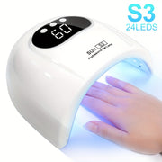 Professional 24-UV LED Nail Lamp - Fast Gel Polish Drying with Auto Sensor, 3 Timer Settings & LCD Display, USB Powered for Hands, Feet & Nails