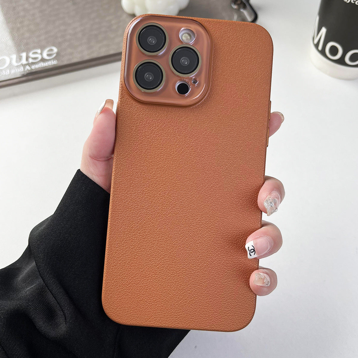 Solid Color Lychee Pattern Phone Case