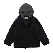 Color Contrast Patchwork Hooded Jacket For Men