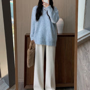 High Waist Drape Black Straight Loose Casual Pants Trousers