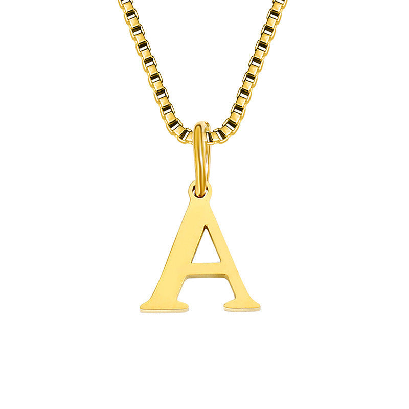 26 English Letter Necklace Titanium Steel Women's