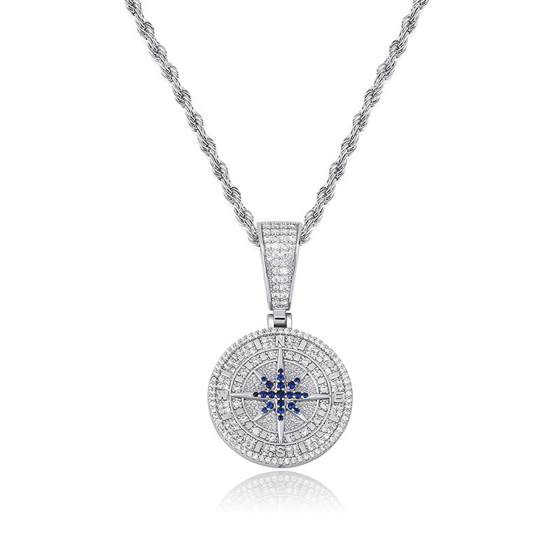Compass Pendant Full Zircon Hip Hop