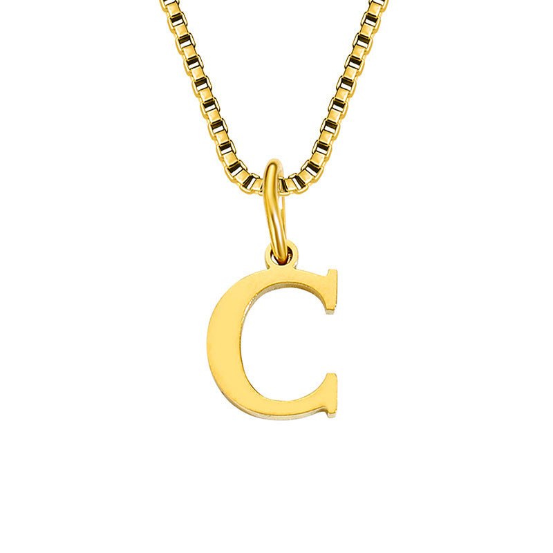 26 English Letter Necklace Titanium Steel Women's