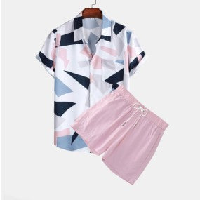 Women's 3D Digital Letter Print Short-sleeve Shirt Shorts Suit