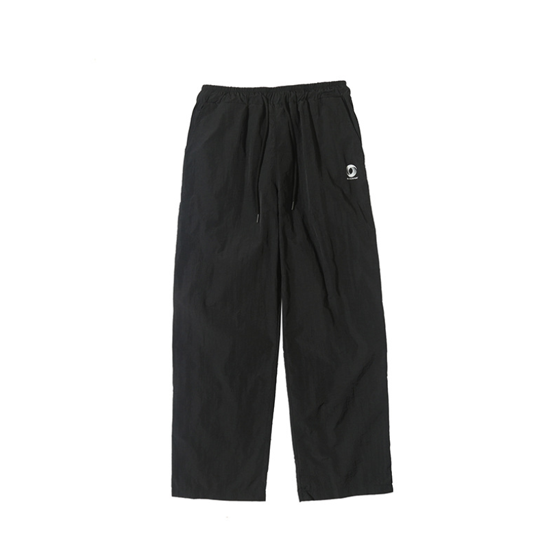 Side embroidered straight trousers