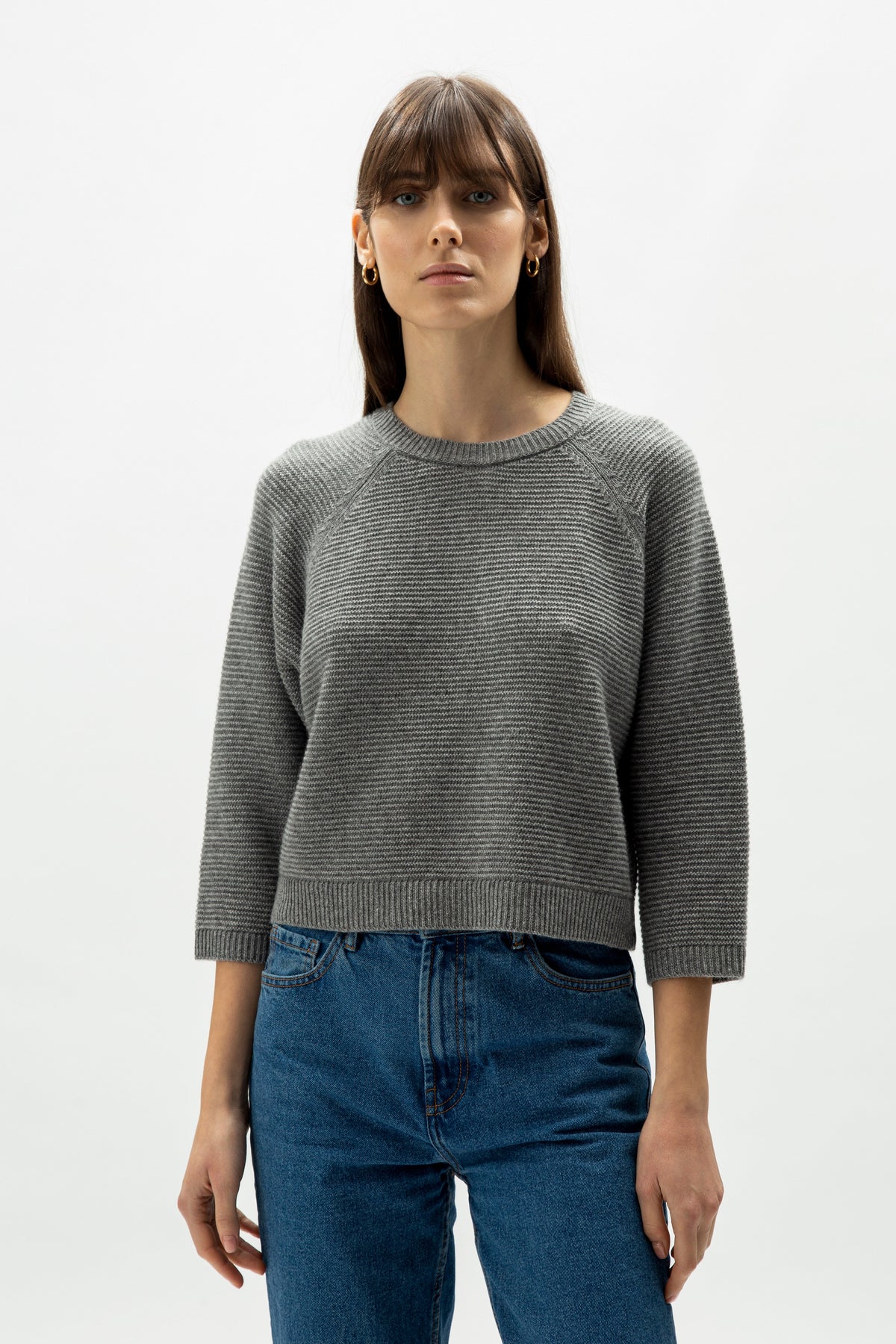 Cashmere Mix 3/4 Sleeve Pullover