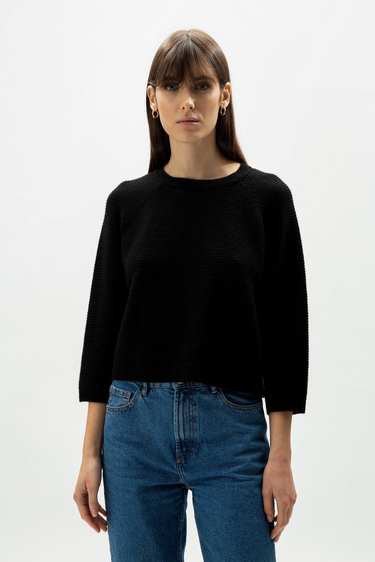 Cashmere Mix 3/4 Sleeve Pullover