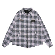 Washed And Worn Plaid Jacket Shirt For Men