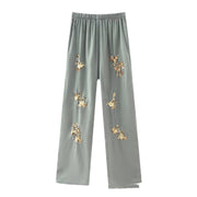 Fashionable Sequins Western Style All-matching Straight-leg Pants