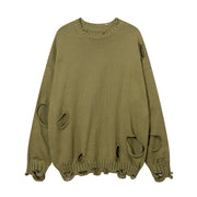 Solid Color Ripped Pullover For Men