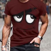 Men's 3D Novelty Graphic Tee - Casual Polyester Crew Neck T-Shirt, Machine Washable