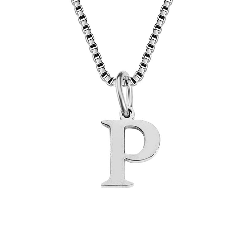 26 English Letter Necklace Titanium Steel Women's