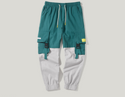 New style brand function buckle pocket contrast color stitching men's beamed overalls