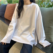 Women's Split Solid Color Long-sleeved T-shirt