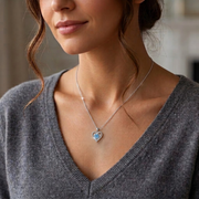 Collana Donna Cuore con Pietra Azzurra