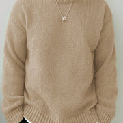 Men's Solid Knitted Pullover, Casual Long Sleeve Crew Neck Sweater For Fall Winter
