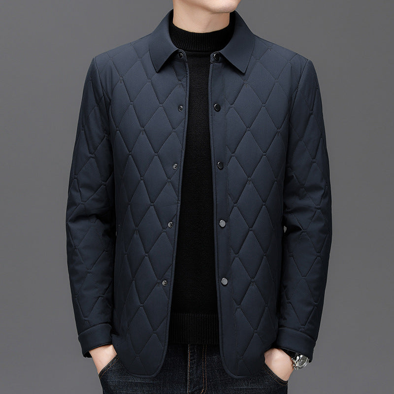 Cotton-padded Middle-aged Business Leisure Warm Single-breasted Lapel Simple Loose Jacket