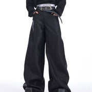 Liquid Streamer Texture Wide-leg Casual Pants