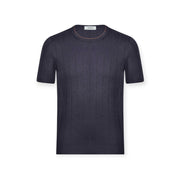 T-SHIRT PARICOLLO MEZZAMANICA BLU