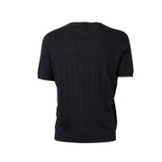 T-SHIRT PARICOLLO MEZZAMANICA NERA