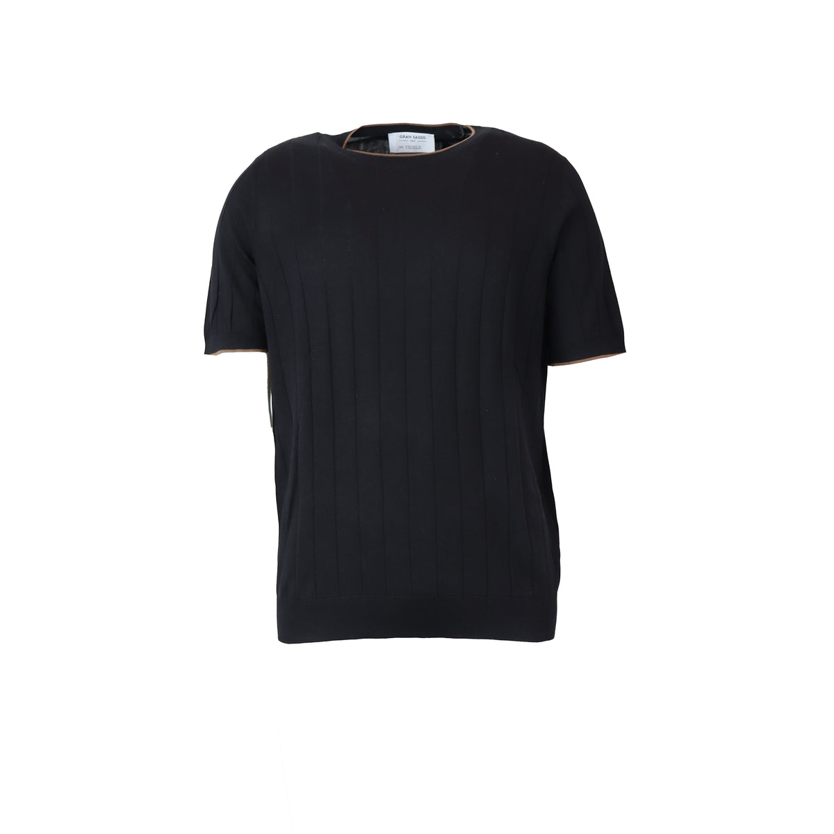 T-SHIRT PARICOLLO MEZZAMANICA NERA
