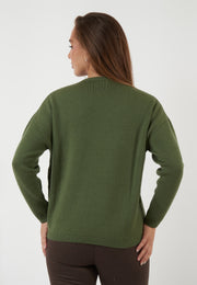 MAGLIA GIROCOLLO IN LANA VERDE OLIVA