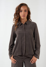 CAMICIA FIORE MARRONE