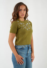 T-SHIRT IN MAGLIA TENACE VERDE