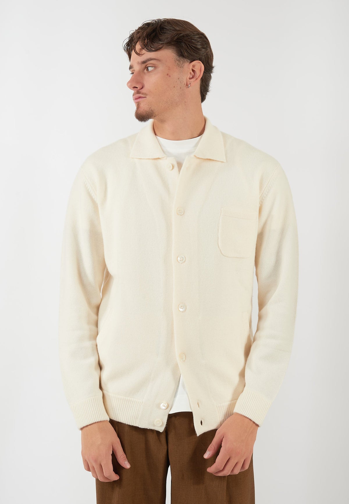 GIACCA CAMICIA IN MAGLIA PANNA
