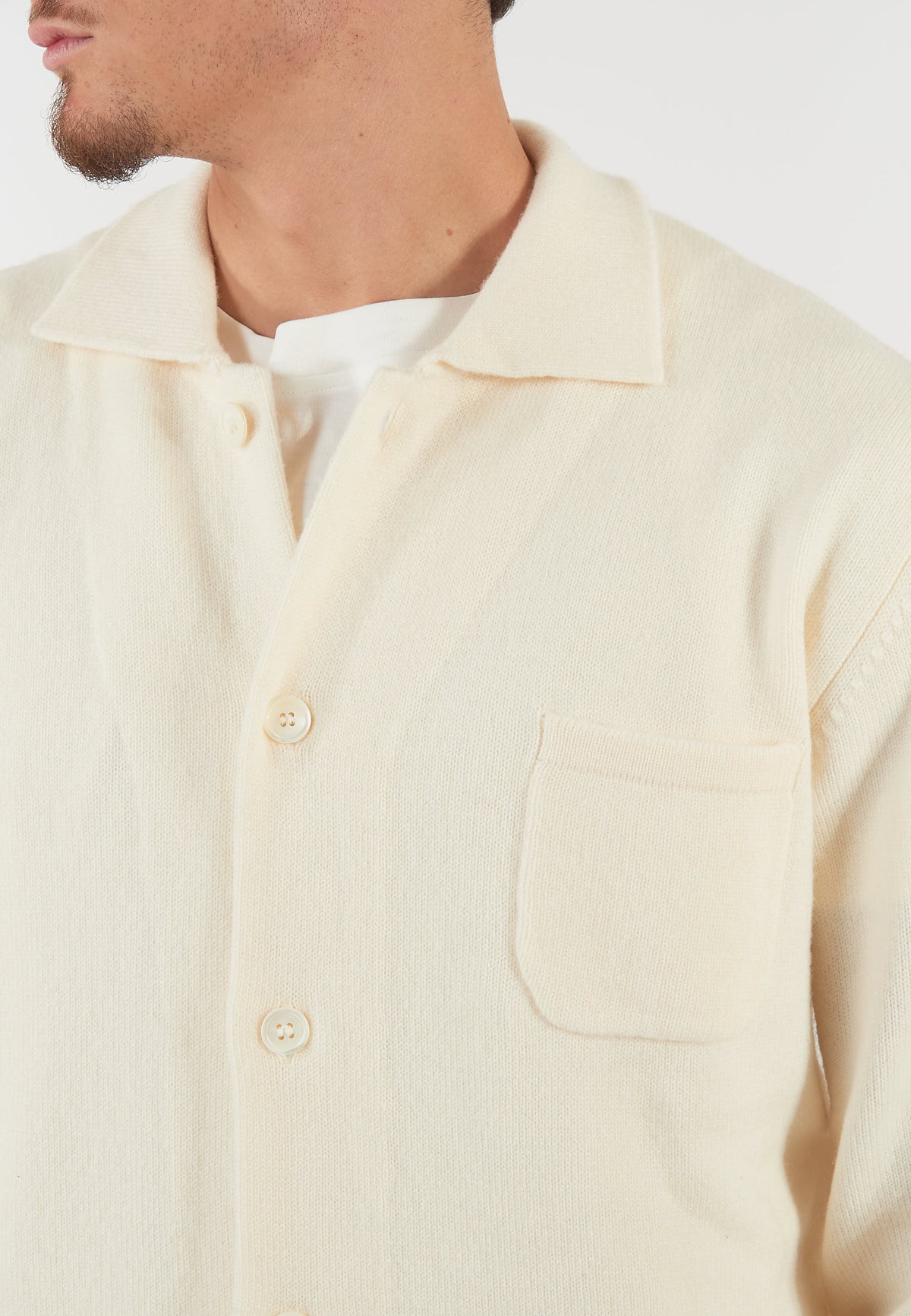 GIACCA CAMICIA IN MAGLIA PANNA