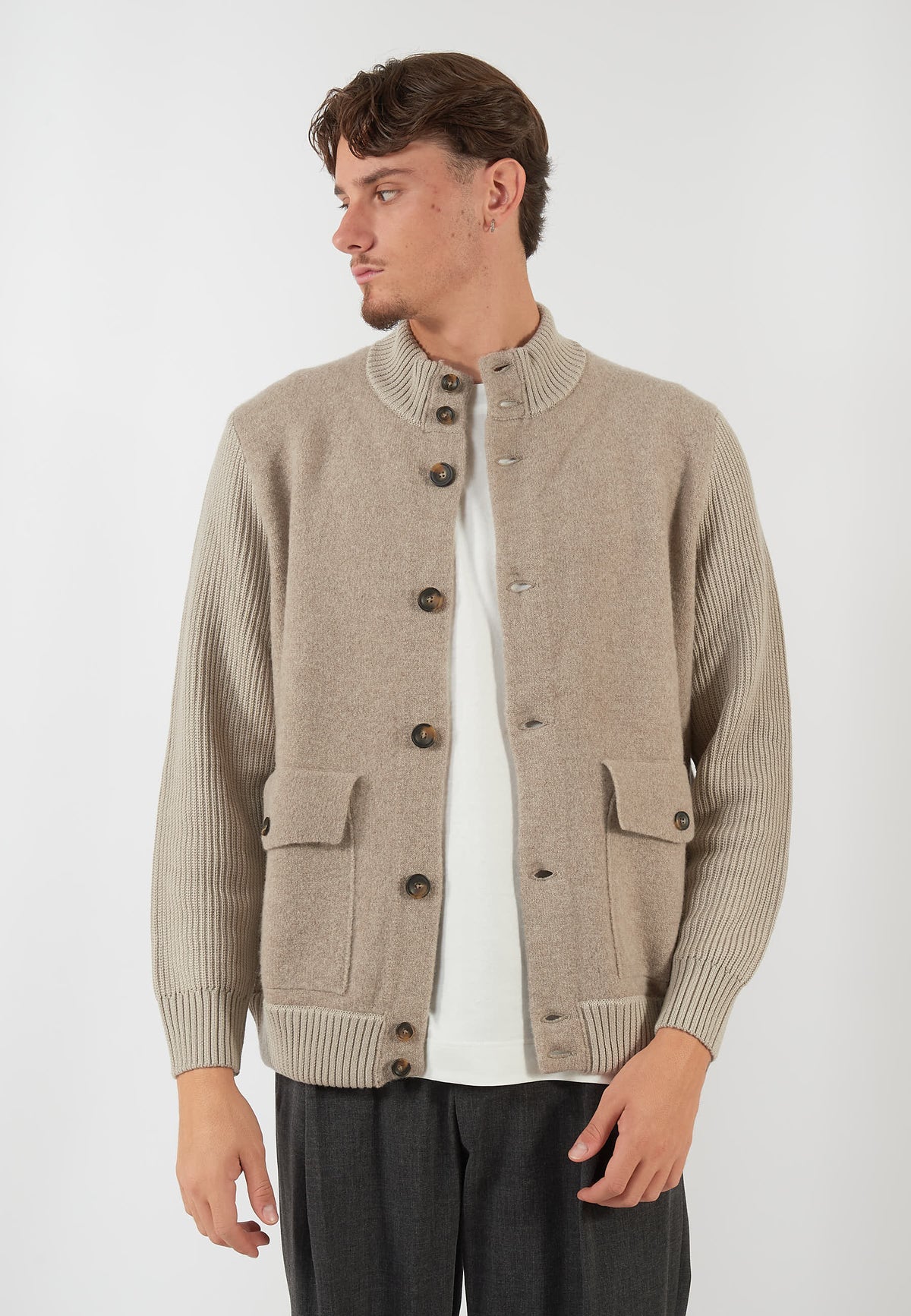 GIACCA IN MAGLIA BEIGE