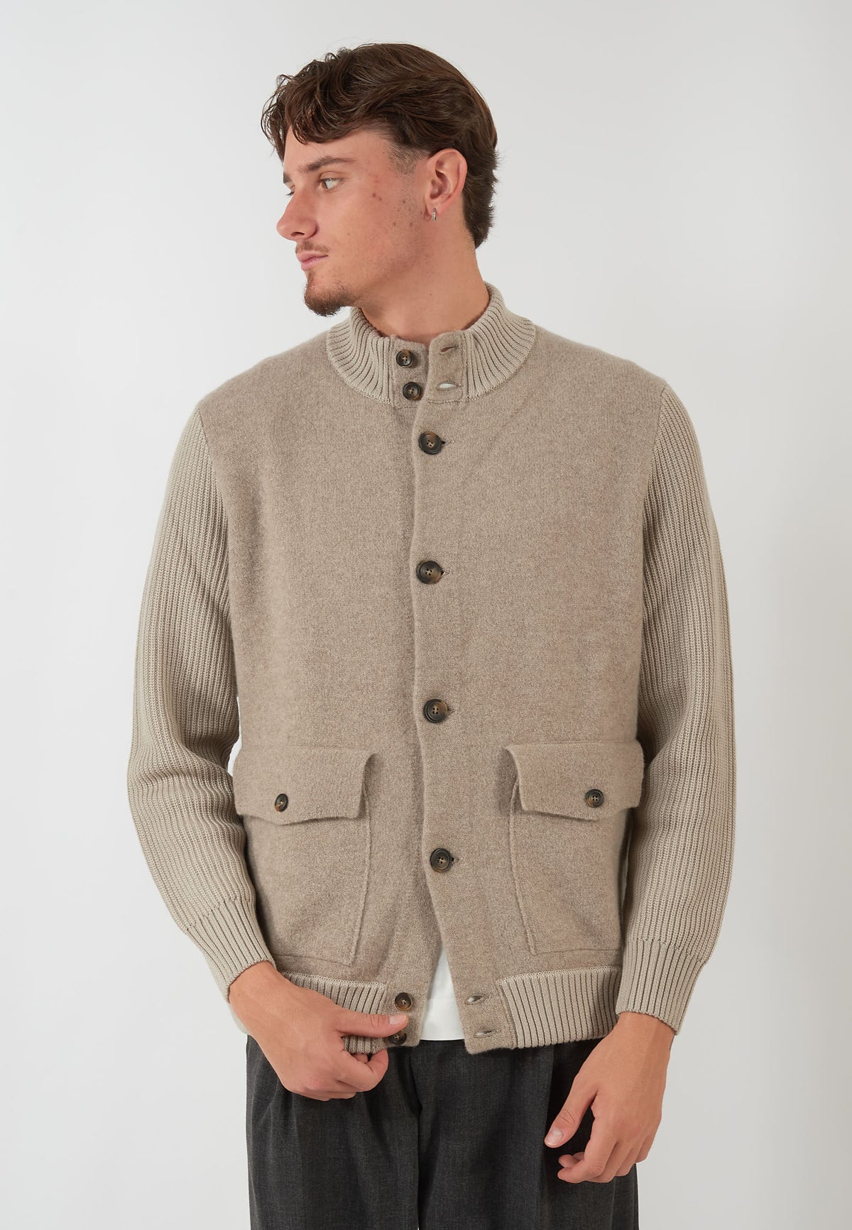 GIACCA IN MAGLIA BEIGE