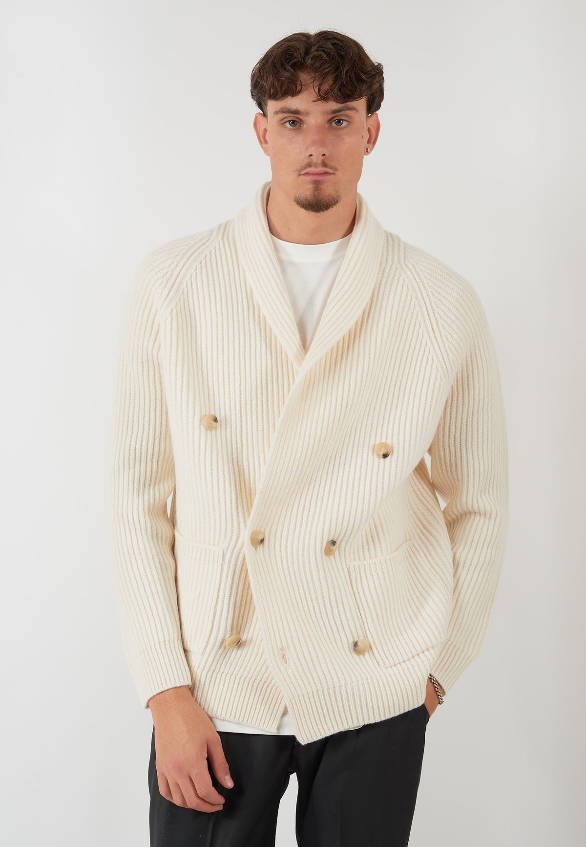 CARDIGAN DOPPIO PETTO LATTE