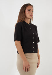 CARDIGAN A MANICHE CORTE NERO