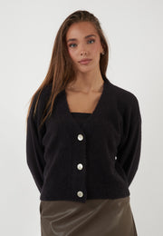 CARDIGAN IN MISTO ALPACA NERO