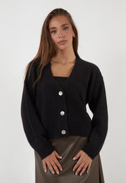 CARDIGAN IN MISTO ALPACA NERO