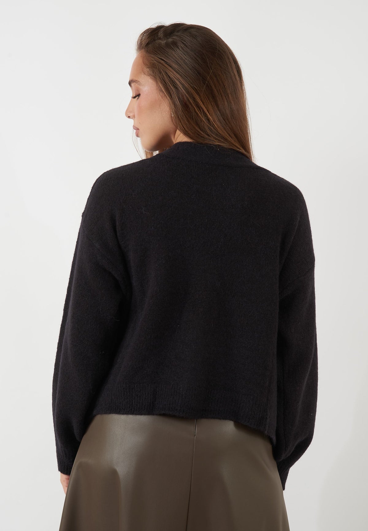 CARDIGAN IN MISTO ALPACA NERO