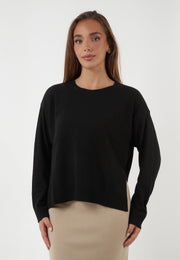 MAGLIA GIROCOLLO IN MISTO LANA E CASHMERE NERA