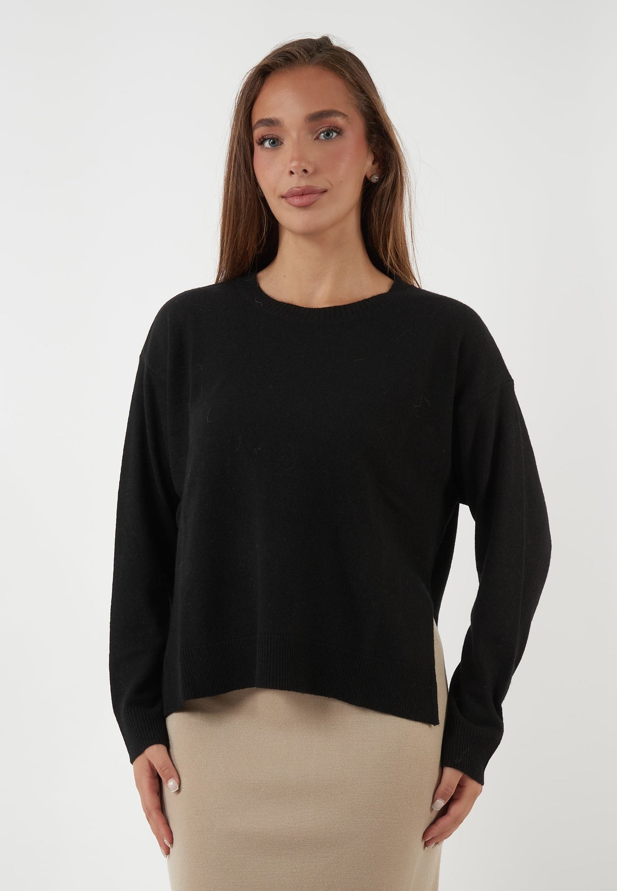 MAGLIA GIROCOLLO IN MISTO LANA E CASHMERE NERA