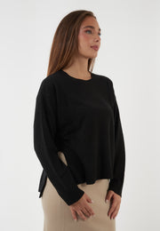 MAGLIA GIROCOLLO IN MISTO LANA E CASHMERE NERA