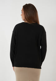 MAGLIA GIROCOLLO IN MISTO LANA E CASHMERE NERA
