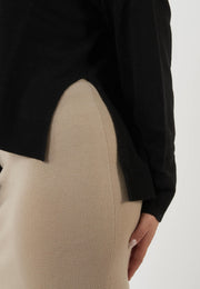 MAGLIA GIROCOLLO IN MISTO LANA E CASHMERE NERA